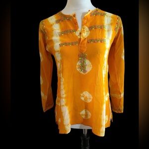 Orange Embroidered Women's Top